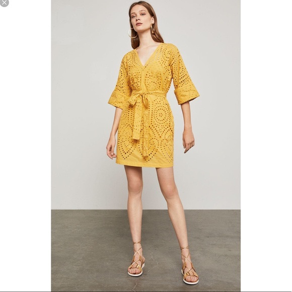 BCBGMaxAzria Dresses & Skirts - BCBG Max Azria embroidered marigold wrap dress